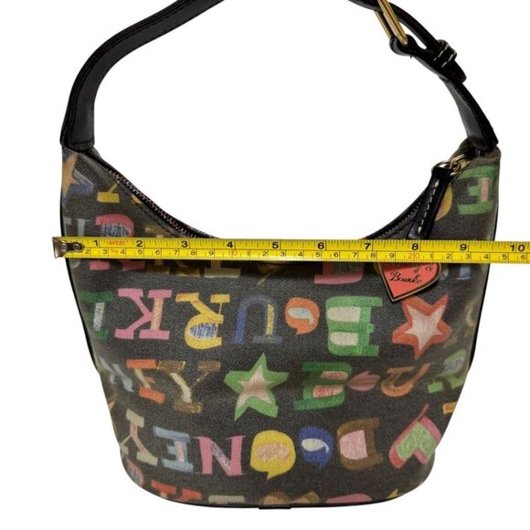 Dooney & Bourke Y2K Black Multi Color Letters Graffiti Signature Hobo Bucket Bag - Picture 2 of 15